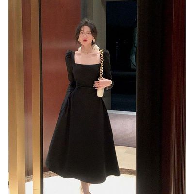 白色长袖连衣裙子女春秋2025夏新款小个子法式高级感初恋收腰长裙