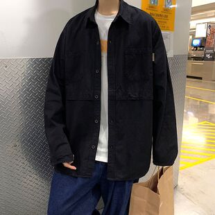 2022初秋新款ulzzang工装外套男ins秋冬季韩版宽松潮流bf风衣夹克