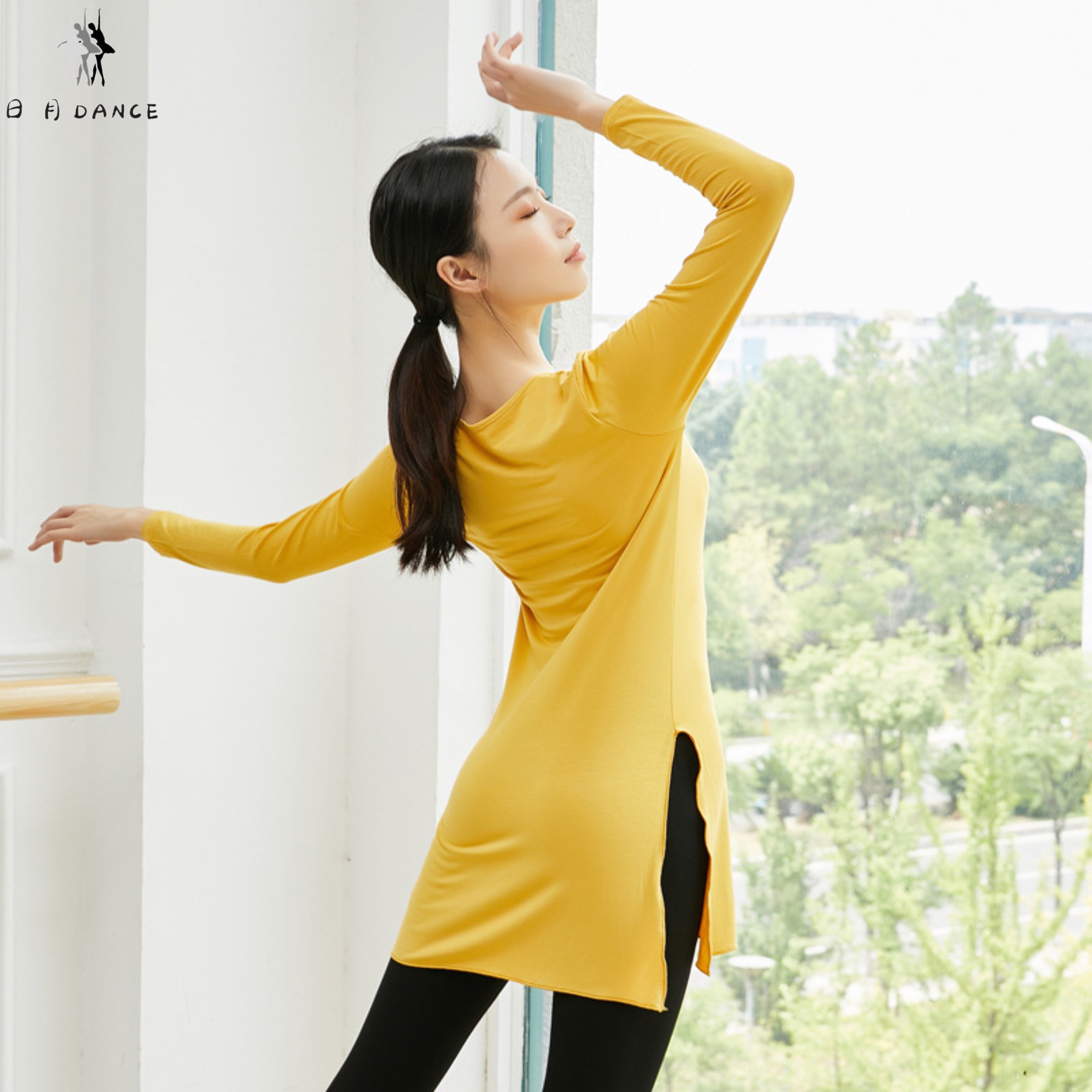 舞蹈服装练功服女莫代尔现代古典舞形体瑜伽修身长袖上衣成人身韵