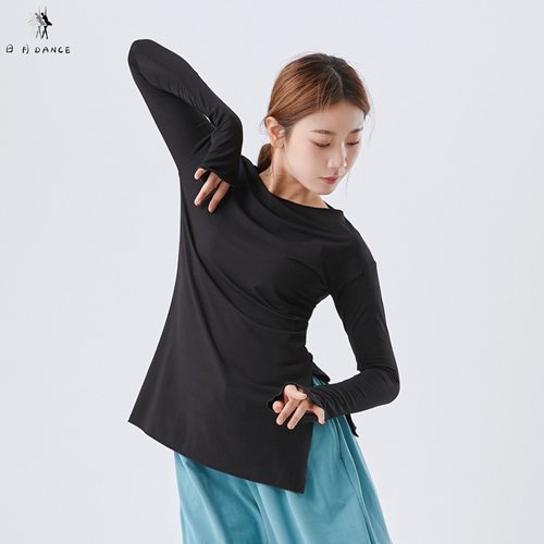 新款个性开叉加长袖基训现代舞