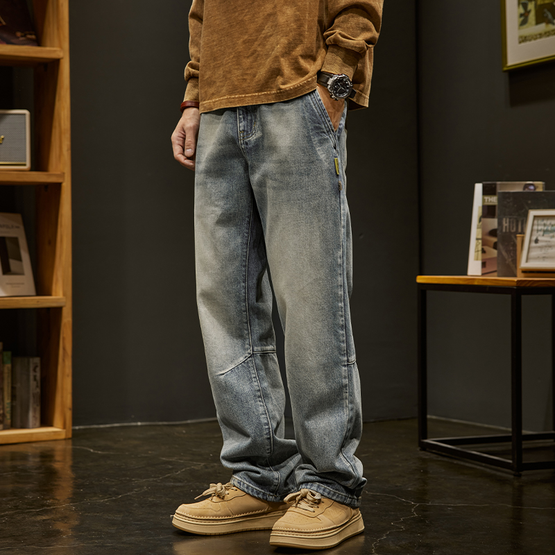 帝乐扬美式高街复古水洗牛仔裤