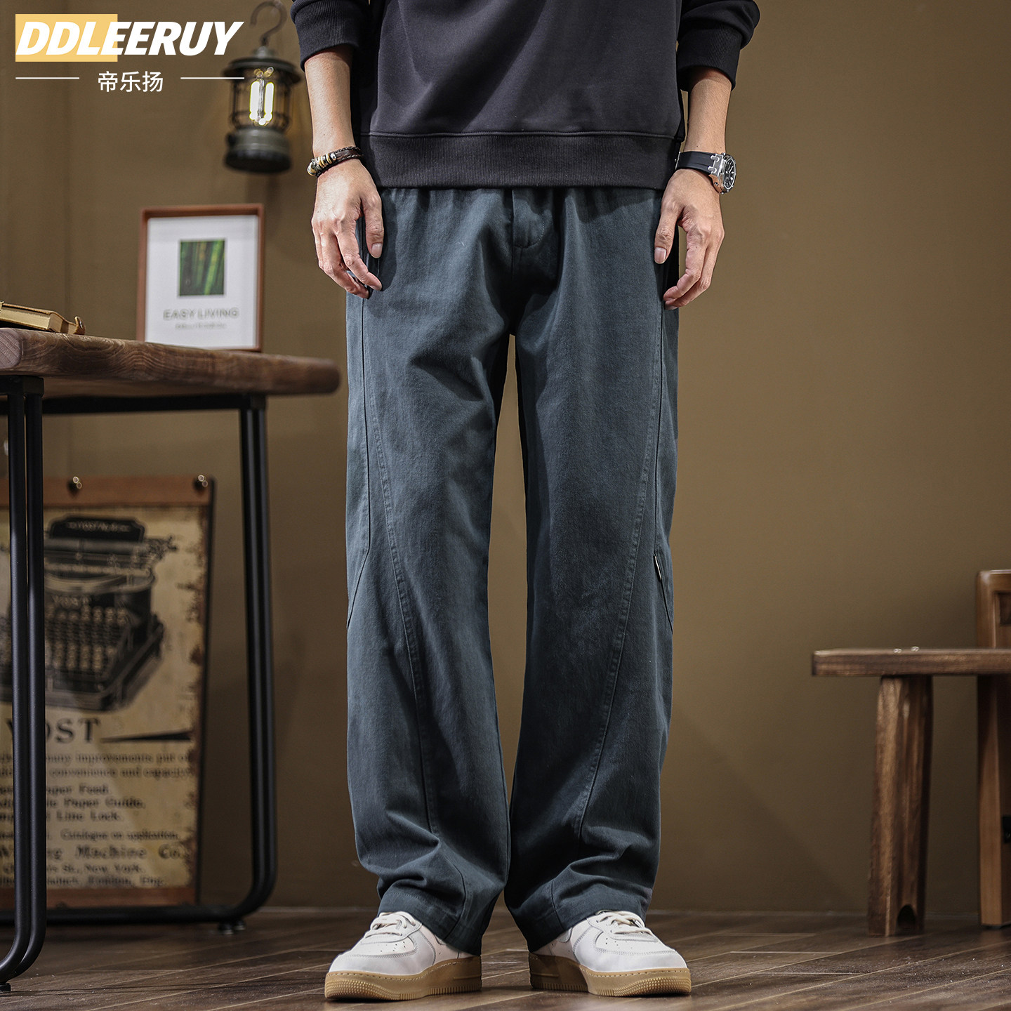 秋季伞兵纯棉直筒工装休闲裤男士