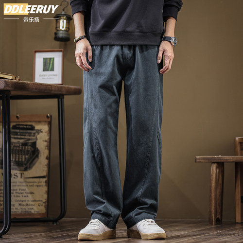 秋季伞兵纯棉直筒工装休闲裤男士