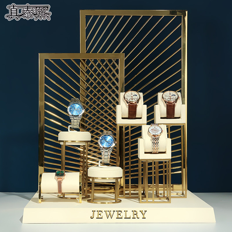 新款手表展示架金属超迁米白色手表座表托道具橱窗陈列架拍摄直播