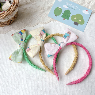 新款 头扣发卡 儿童布艺蝴蝶结发箍头饰可爱女童卡通小熊头箍亲子款
