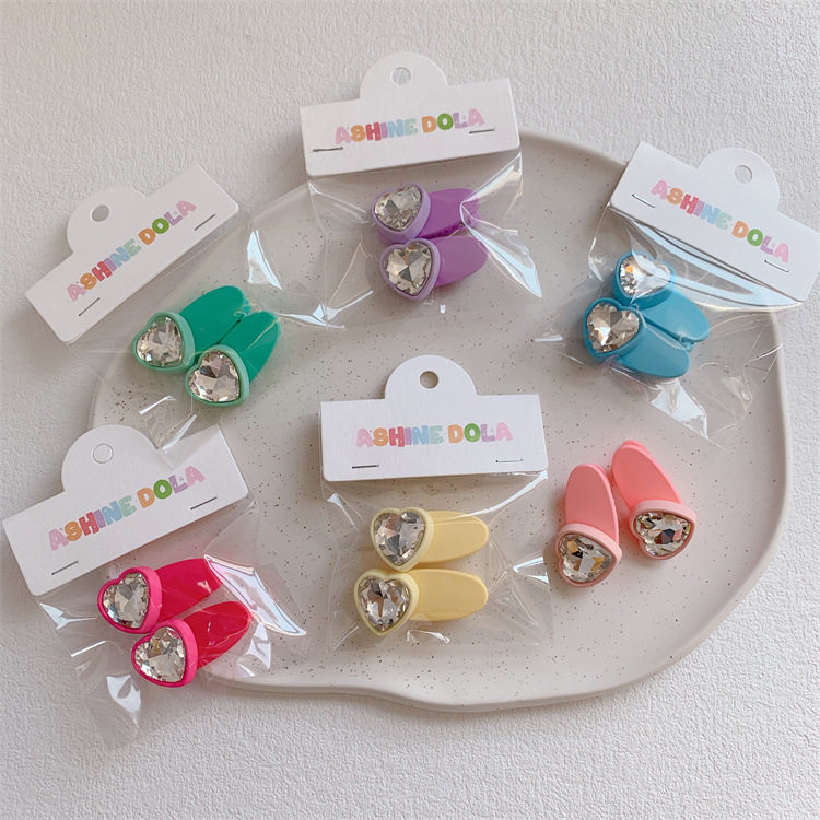 韩版儿童小号仿水钻爱心发夹可爱女童对装发卡头饰刘海碎发侧边夹