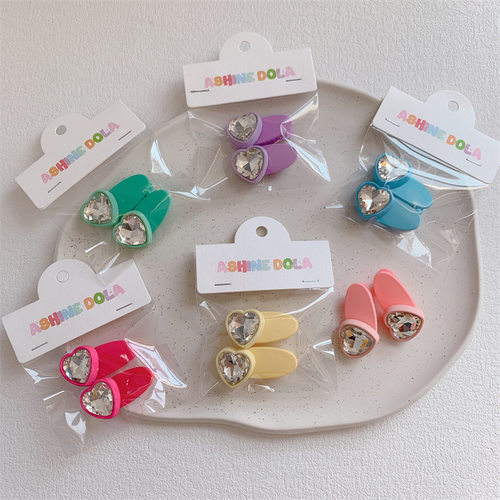 韩版儿童小号仿水钻爱心发夹可爱女童对装发卡头饰刘海碎发侧边夹