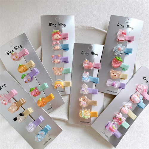 儿童果冻色卡通兔子发夹小女孩侧边刘海夹可爱宝宝全包布发卡头饰