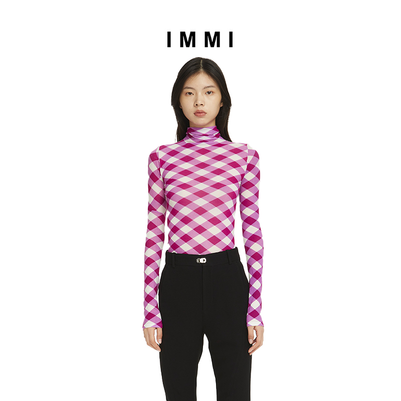 IMMI（服饰）菱形格纹印花上衣