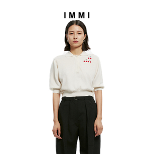 羊绒上衣102KN032Y IMMI 秋冬三颗樱桃泡泡袖