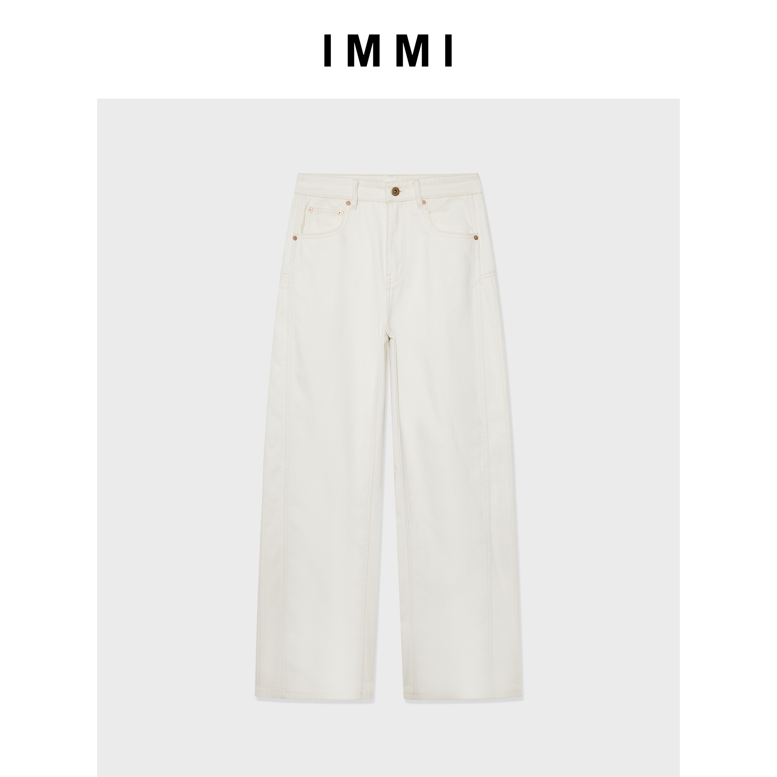 【IMMI】25秋冬新品白色水洗厚起绒牛仔阔腿长裤MWEFWDJN1123X