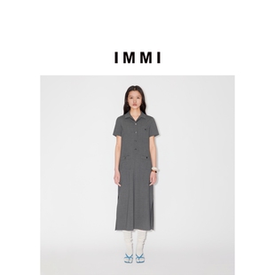 超薄精纺羊毛直身短袖 新品 25夏季 连衣裙MWESSWDS0534X IMMI