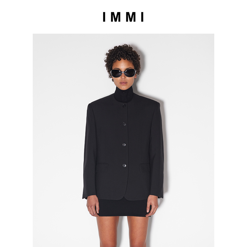 24春夏新品精纺羊毛圆领西装