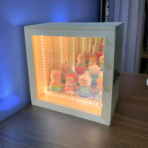 盲盒收纳展示盒手办公仔展示架玩具模型展示柜深渊镜实木泡泡玛特