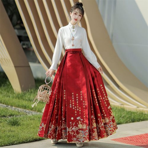 仿妆花织金马面裙百搭汉洋折衷