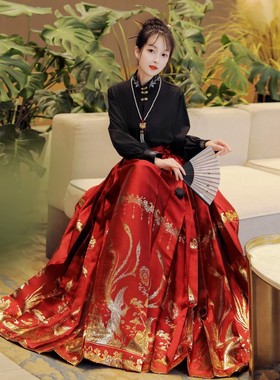 湘夫人原创【凤仪】明制仿妆花织金红色马面裙女婚服订婚敬酒服
