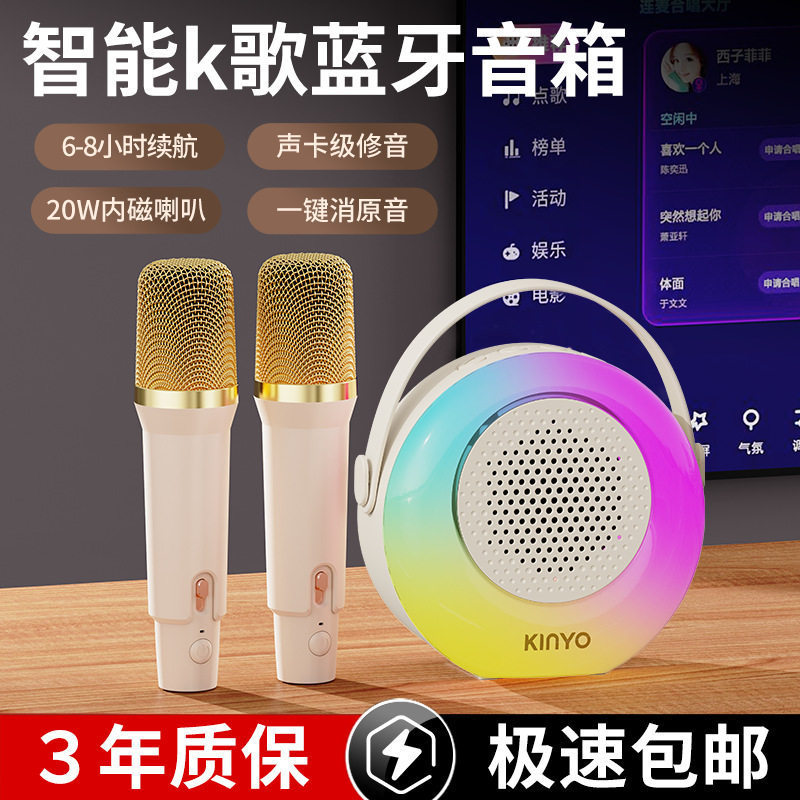 K38蓝牙音箱家用无线K歌音响话筒麦克风户外唱歌小型家庭金运 P30