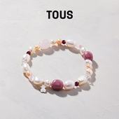 TOUS 桃丝熊Pearls系列925银粉石榴石简约珍珠手链礼物