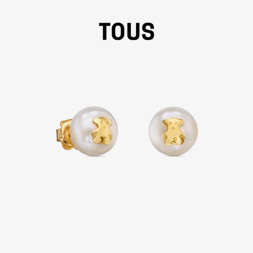礼物tous桃丝熊18k珍珠耳钉