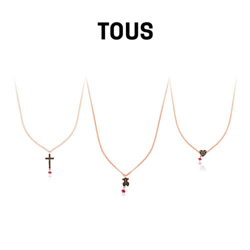 tous桃丝熊镀18k玫瑰金金项链