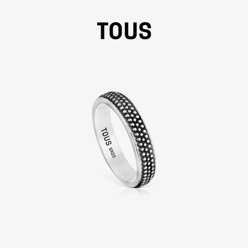 【新品】TOUS桃丝熊TOUS 925银酷黑男士戒指简约小众设计感礼物