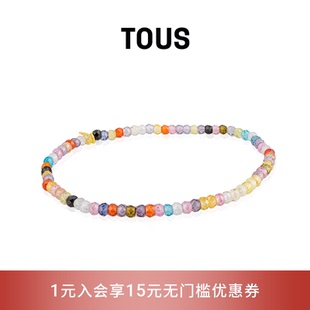 桃絲熊18K金多巴胺小眾設(shè)計小熊彩石手鏈?zhǔn)执?TOUS