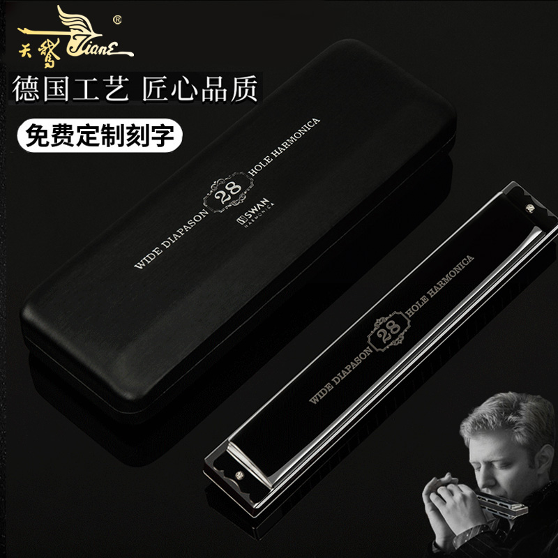 天鹅8孔复音重音口琴高级演奏