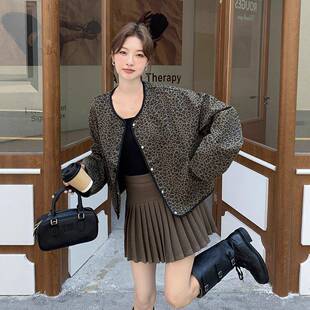 美好复古豹C153-888纹短外套式女秋季2025新款巨看休小个子宽松闲