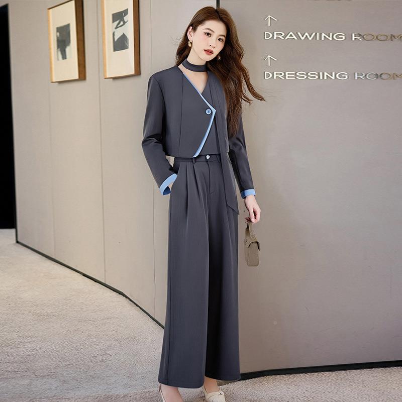 尚休闲套装套205春2季新款时女装西装外套阔腿裤两件 HR11HR1100-