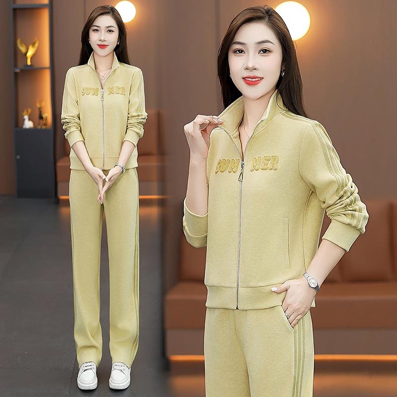 春秋女运动套装长式96839073袖PLO领透气吸汗步棉质健身跑休闲O运