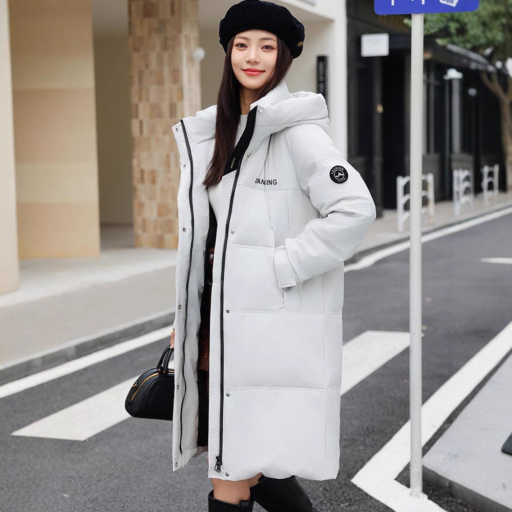 43-8660正品羽绒服女中长新款绒205款冬季爆款过膝连帽加厚保暖白