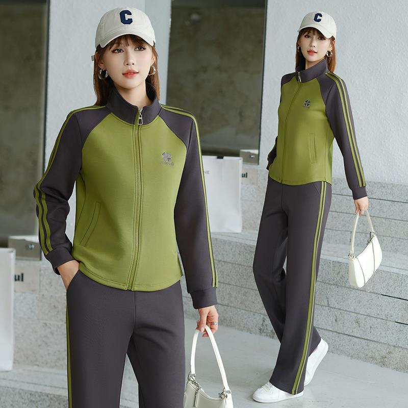 2025季新款时尚开休闲运动套装气女洋减秋龄显瘦牛仔衫卫衣两9666