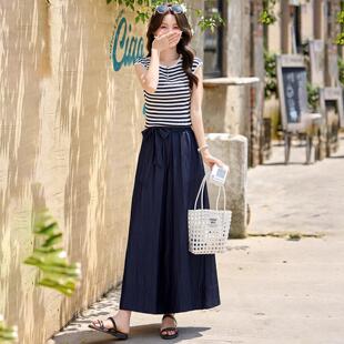洋套装女夏裙季新款气瘦质龄宽松气显恤裤YF2722-0两件套裤