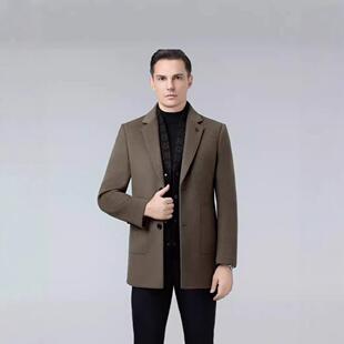 ZZ面呢羊毛大衣中长款 冬新款 双帅5586 男士 尚时鹅绒内胆气毛呢 装