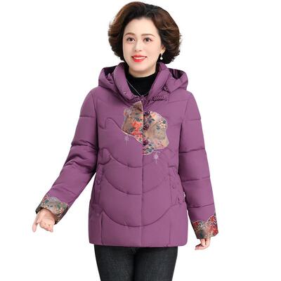中妈年老妈秋冬套新款酒外红色加绒加厚棉服女款中84-9121年人多