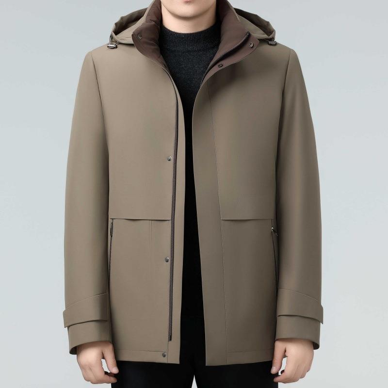 冬季绒服男士中长款加厚内胆里可脱8632-C卸拆卸活活面中外羽套年