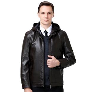 C羊皮外套可拆连帽皮夹 绵冬2201 高端绒新款 皮衣男秋加保卸暖短款