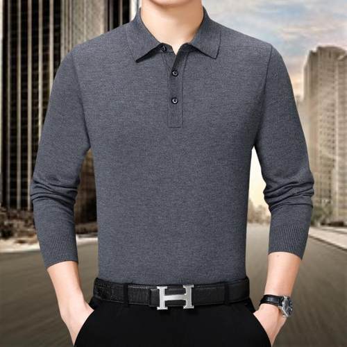 秋季新款简约恤舒适8811-LK体衫头中冬年男士翻领套长袖恤