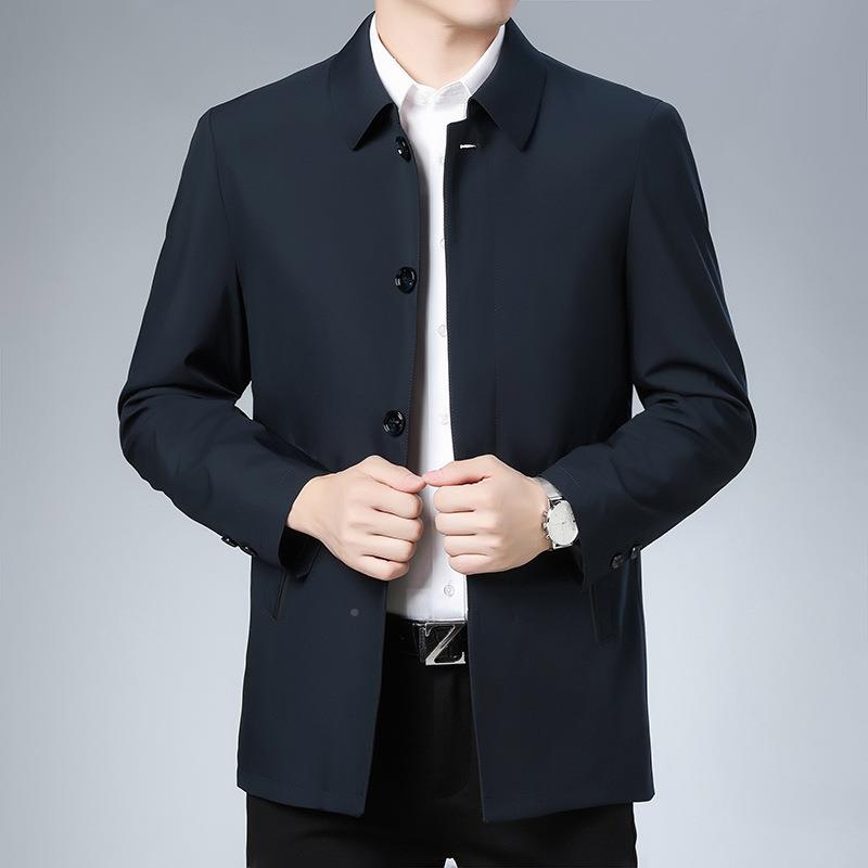 高档部男士夹克商中务休闲翻领年1918-PP干式外套2023春秋百搭男