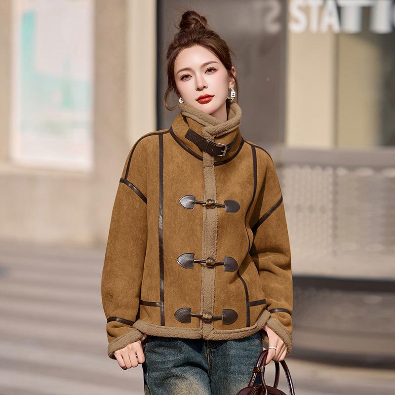 现货冬新款女时尚舒适保暖气雅大气皮毛季一体休质闲外套Y优B35YB