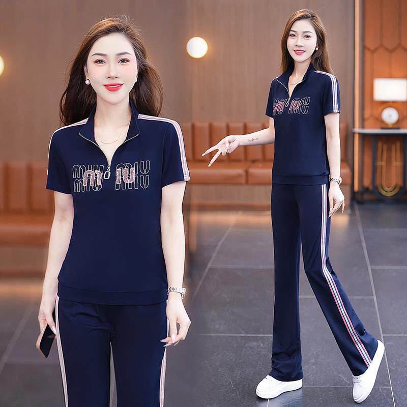 运动套装女季薄款90500858新款中服年妈装宽夏松显瘦跑步休妈闲两