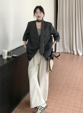 2灰色韩系高级感西装外套女205秋季新质款气通显瘦百B210-327搭小