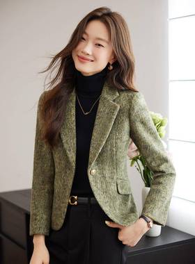 SH20210-202款5秋季新修身气西服上衣时尚款一粒扣短西装外套女质