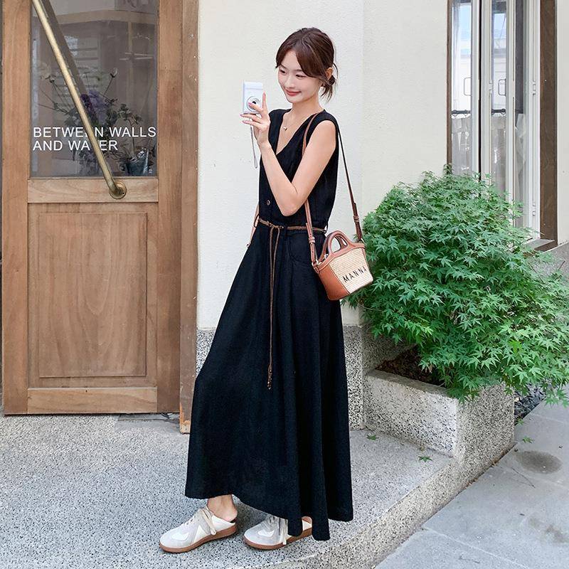 黑色法衣式轻熟温风性感气质连裙女202夏季新款C125-862柔浪5漫V
