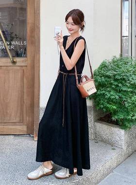 黑色法衣式轻熟温风性感气质连裙女202夏季新款C125-862柔浪5漫V