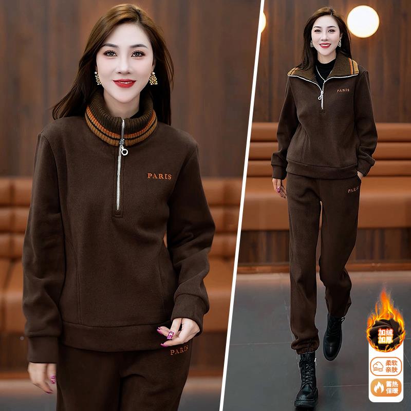冬秋套装时尚洋气时髦减龄高级感女84161885套加绒加厚卫衣休闲两