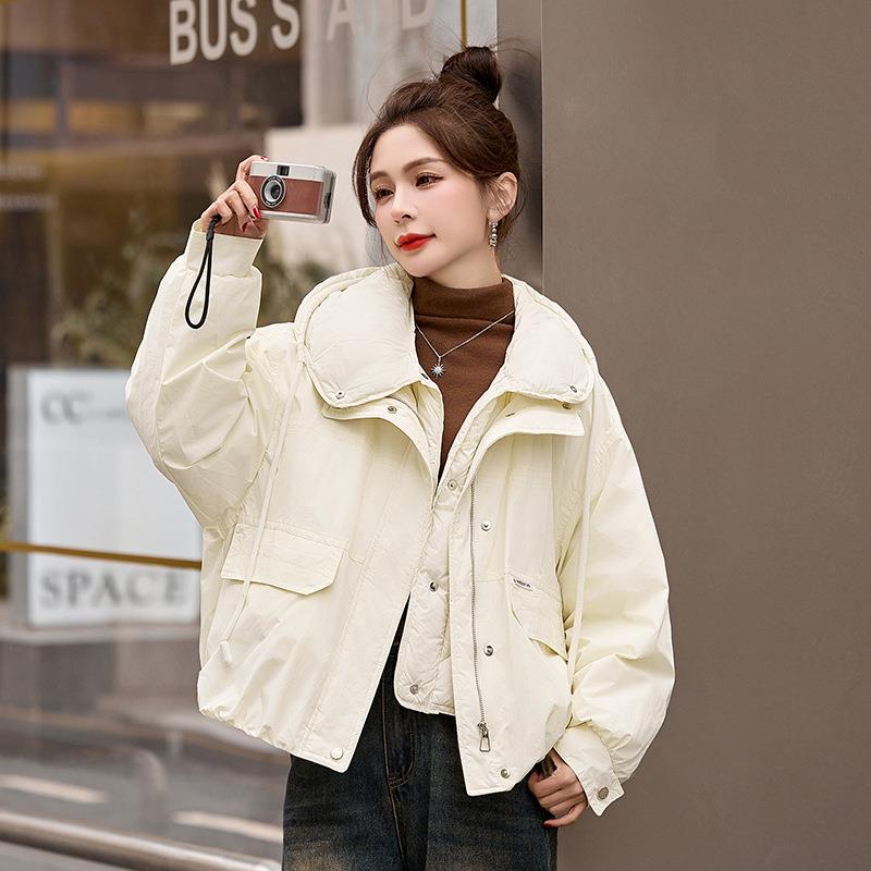 女式羽绒服202E4冬季新宽松连帽HE99839-休工装白鸭绒时尚闲外套H