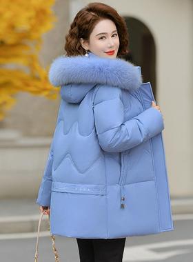 正品撤柜鹅羽绒服长款狐狸毛领宽松加厚可71-83021脱卸帽防白绒寒