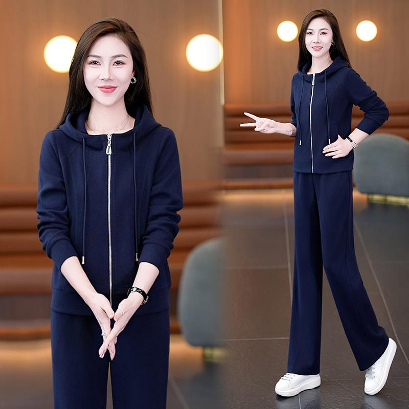 296782117025年新女款式成人长运动休L闲套装袖POO领棉质春秋款运