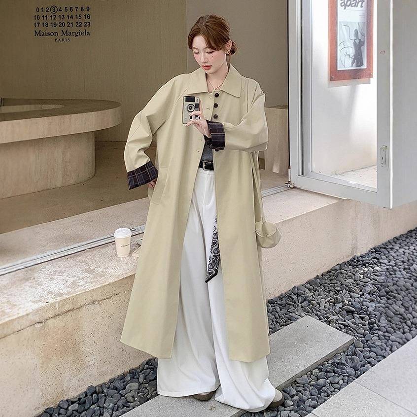 式卡其色复外古风衣套女中长C325-529款2025秋季休新款法闲英伦风